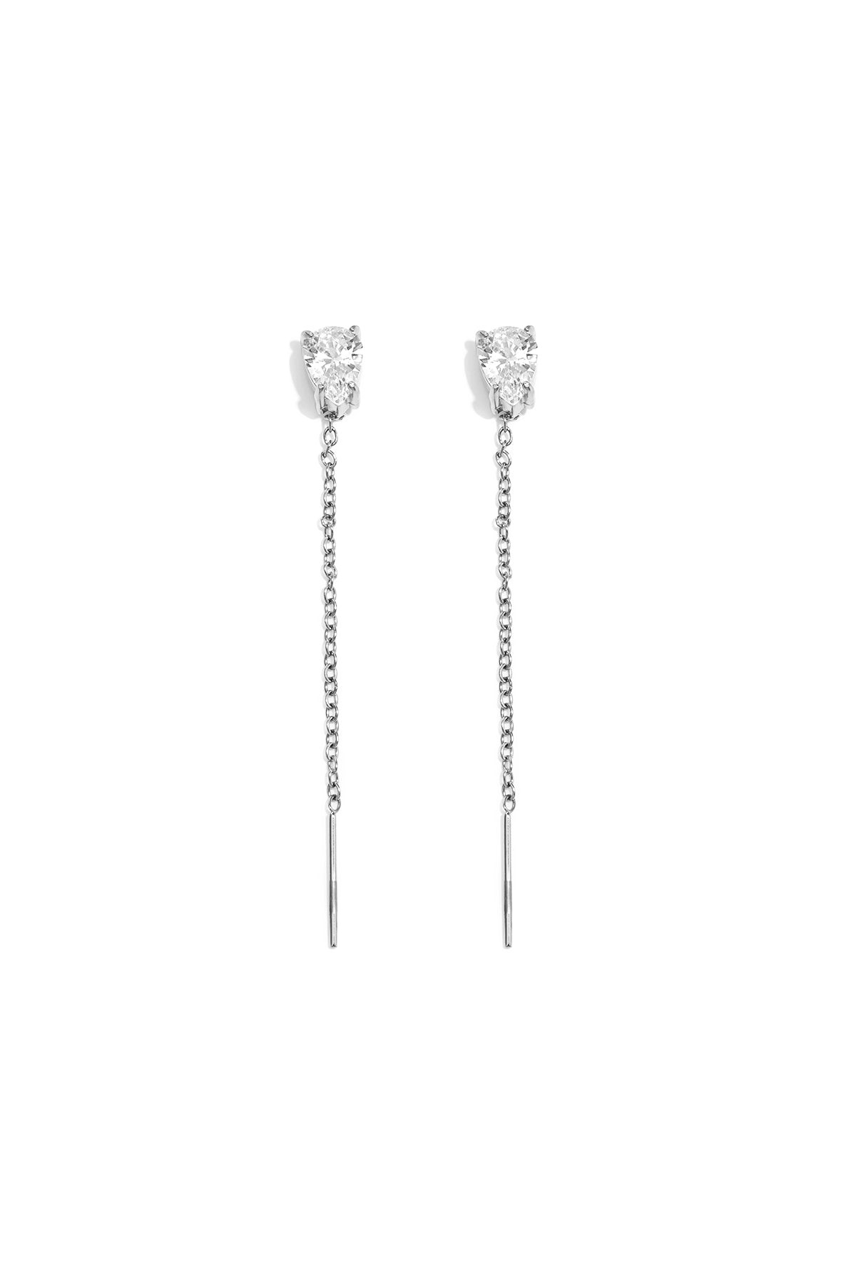 Women's stainless steel dangle earrings with link detail – gold and silver coloured