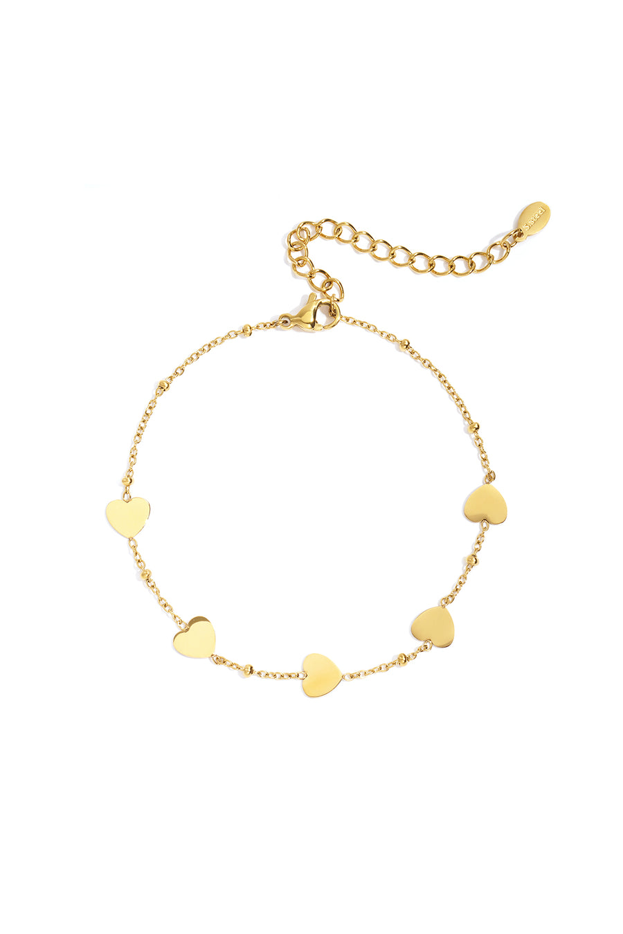 Bracelet à maillons pour femme en acier inoxydable avec motif cœur – couleur or