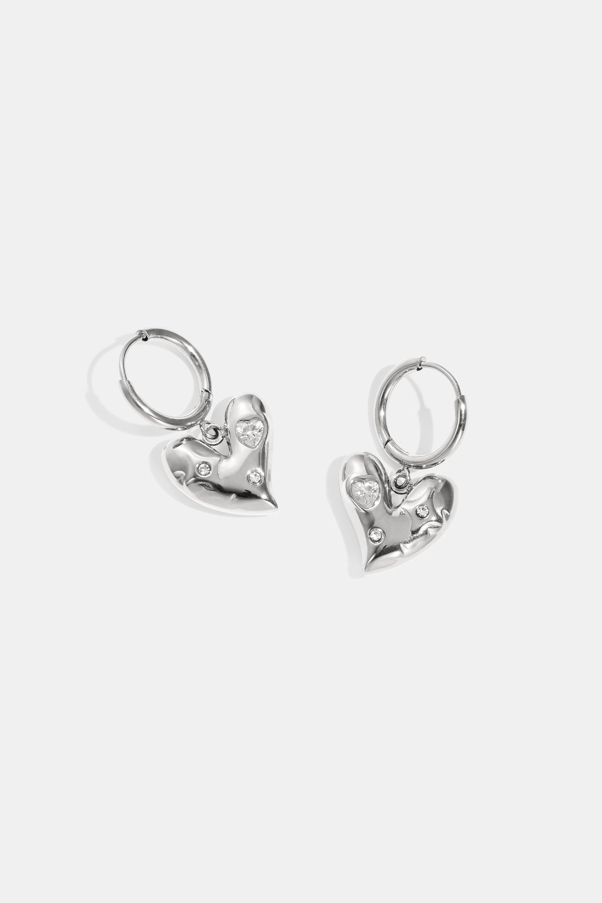 Dangle Earrings for Women, made of 304 Stainless Steel with a Heart Shape – Gold-Plated