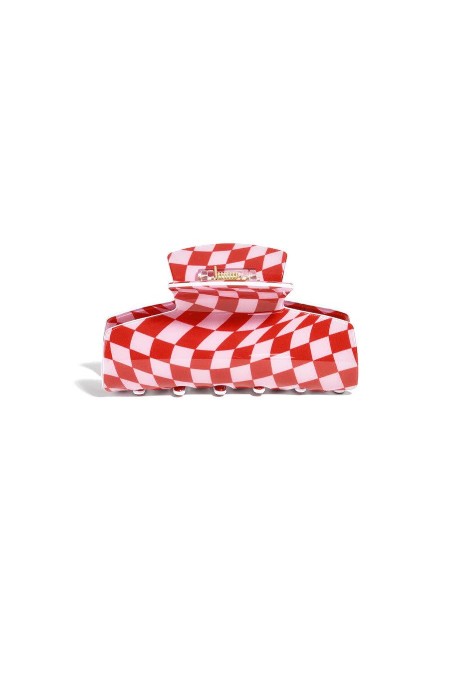 Barrette en acétate imitation avec motif losanges – rouge – décontracté