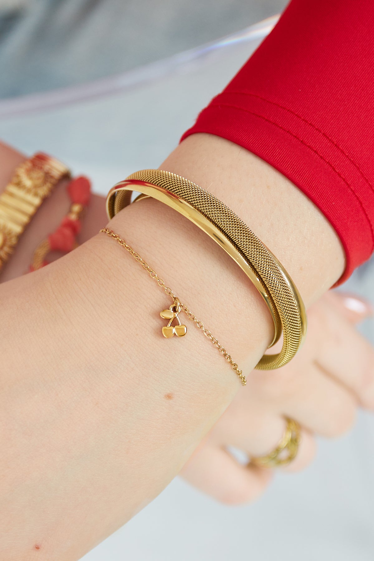 Bracelet à breloques pour femme en acier inoxydable – couleur or – photo 2