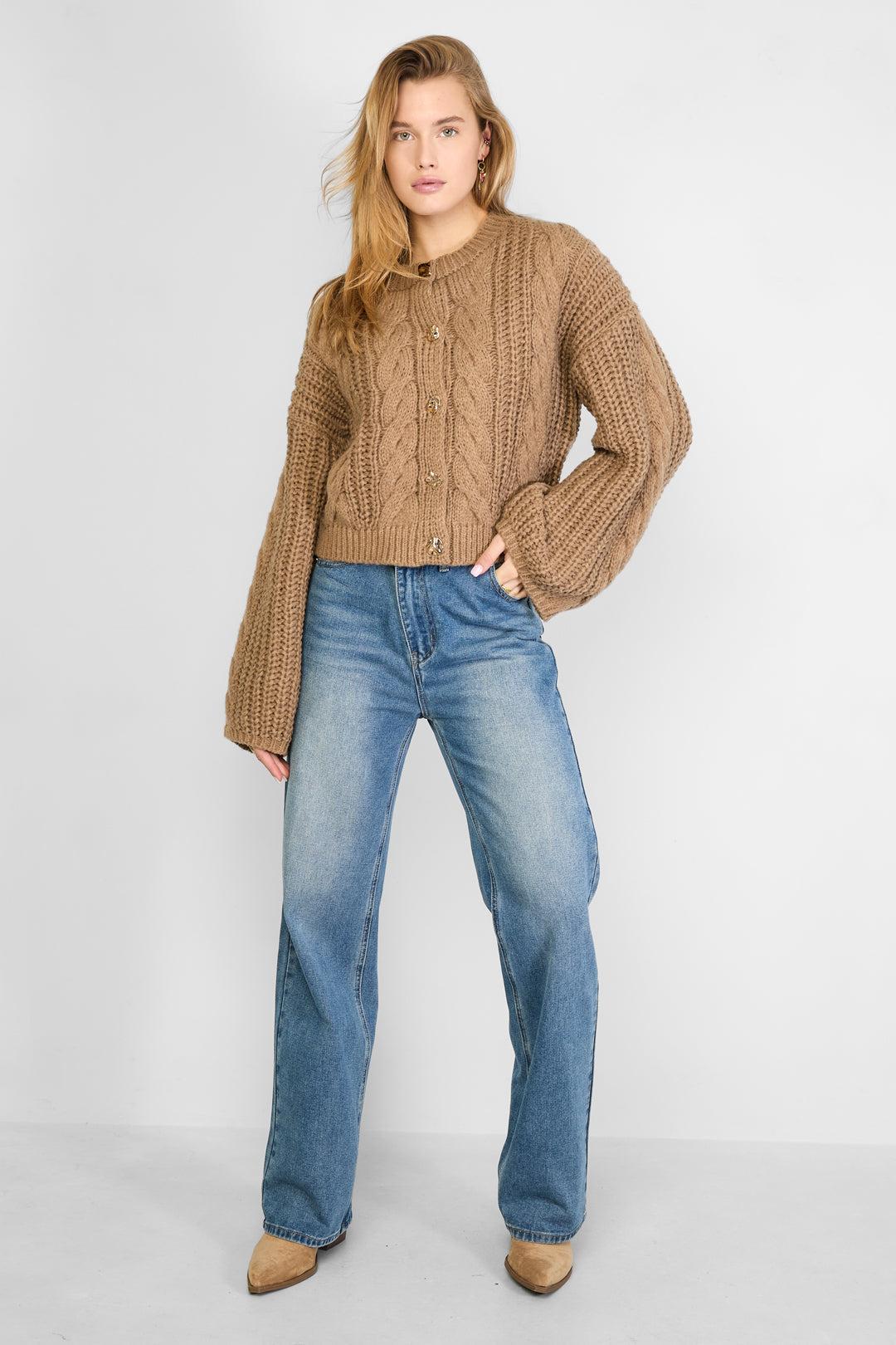 Dames Cable cardigan van polyester in zes kleuren – productfoto 6