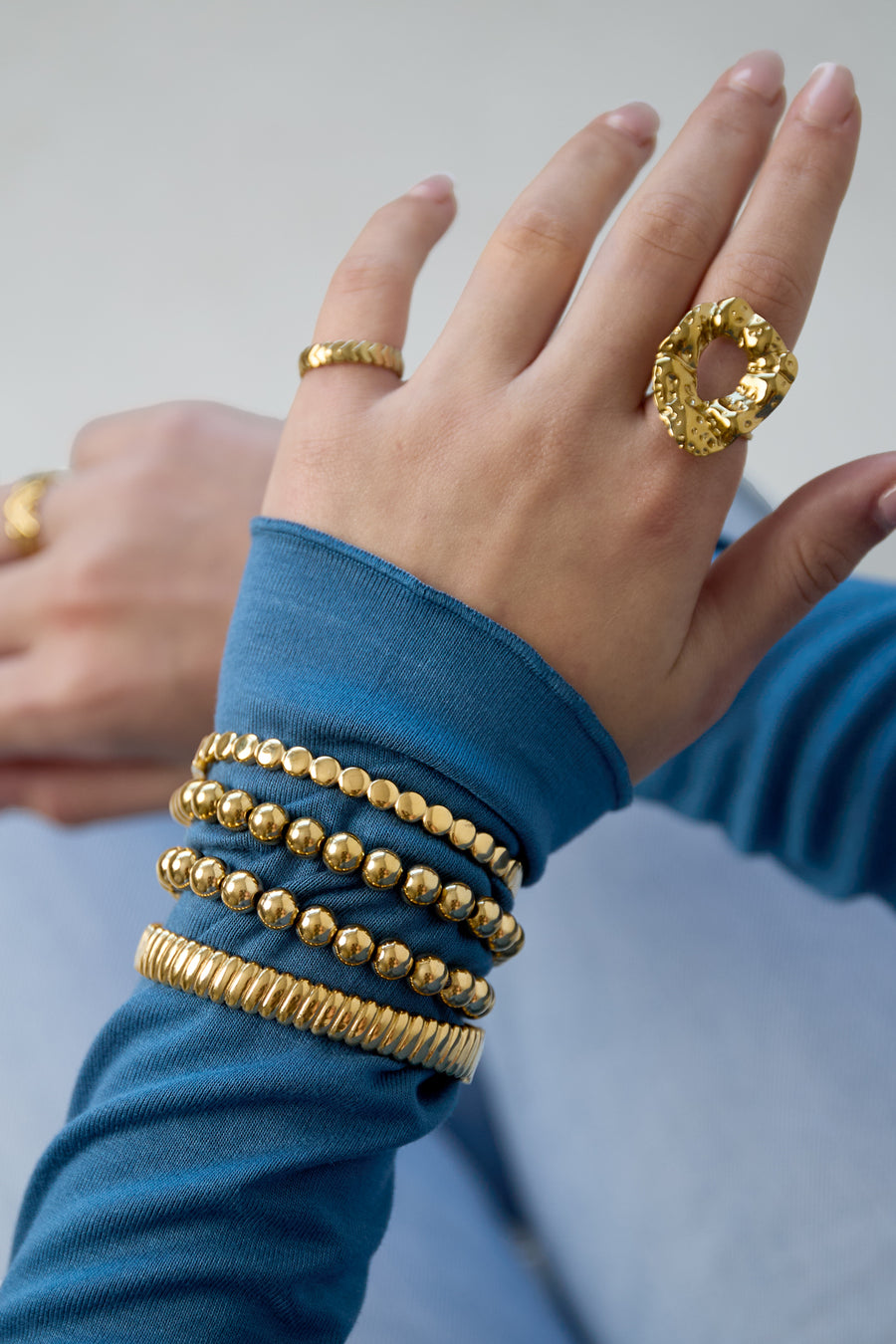 Bracelet de perles pour femmes en acier inoxydable – couleur or et argent