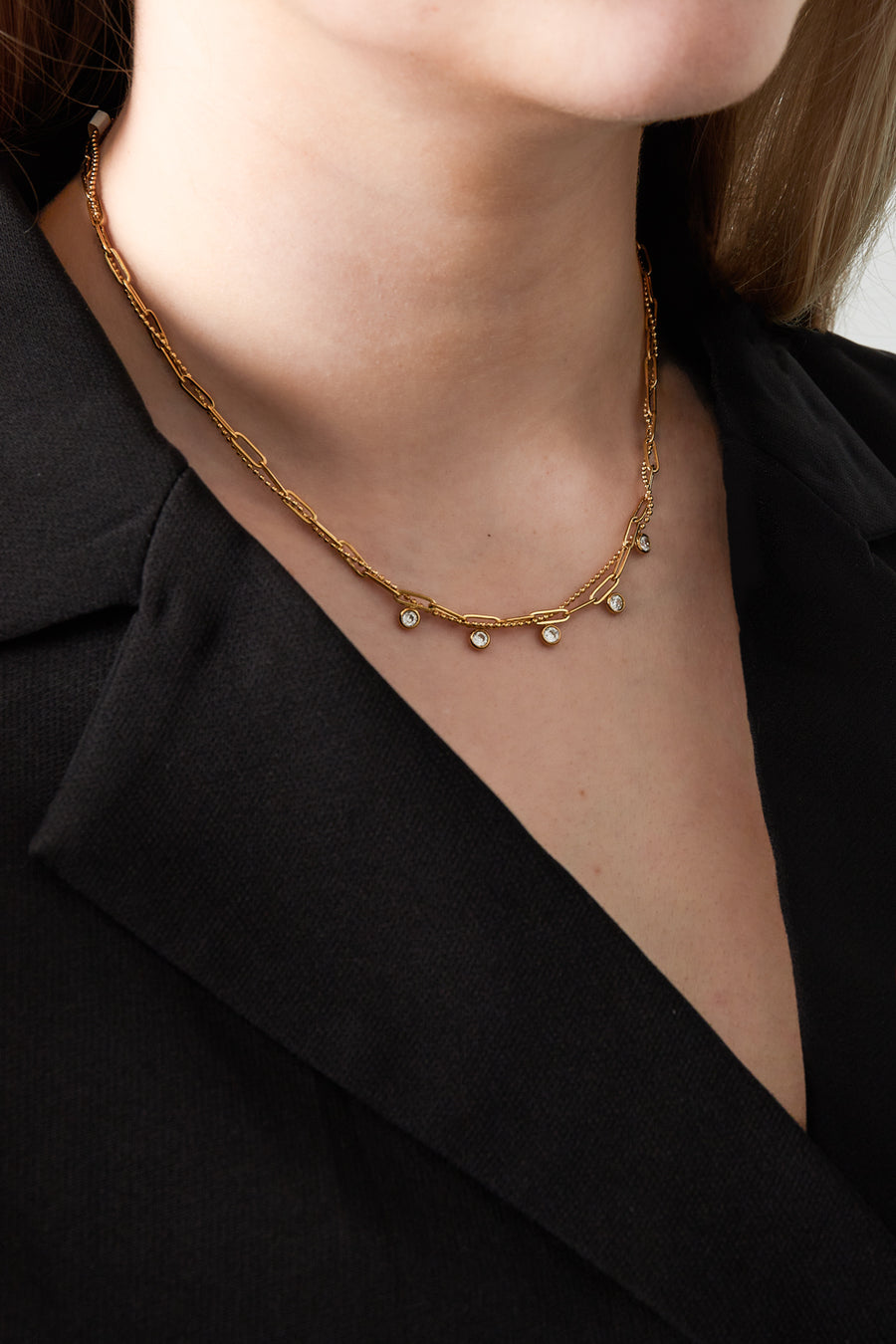 Collier chaîne pour femmes en acier inoxydable 304 de forme organique – doré et argenté