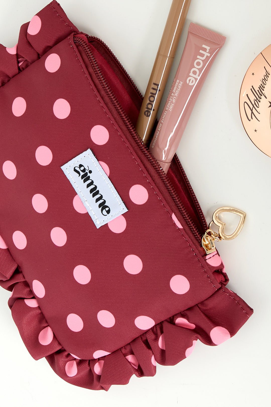 Make-uptasje van polyester met stippen in zes kleuren – productfoto 3