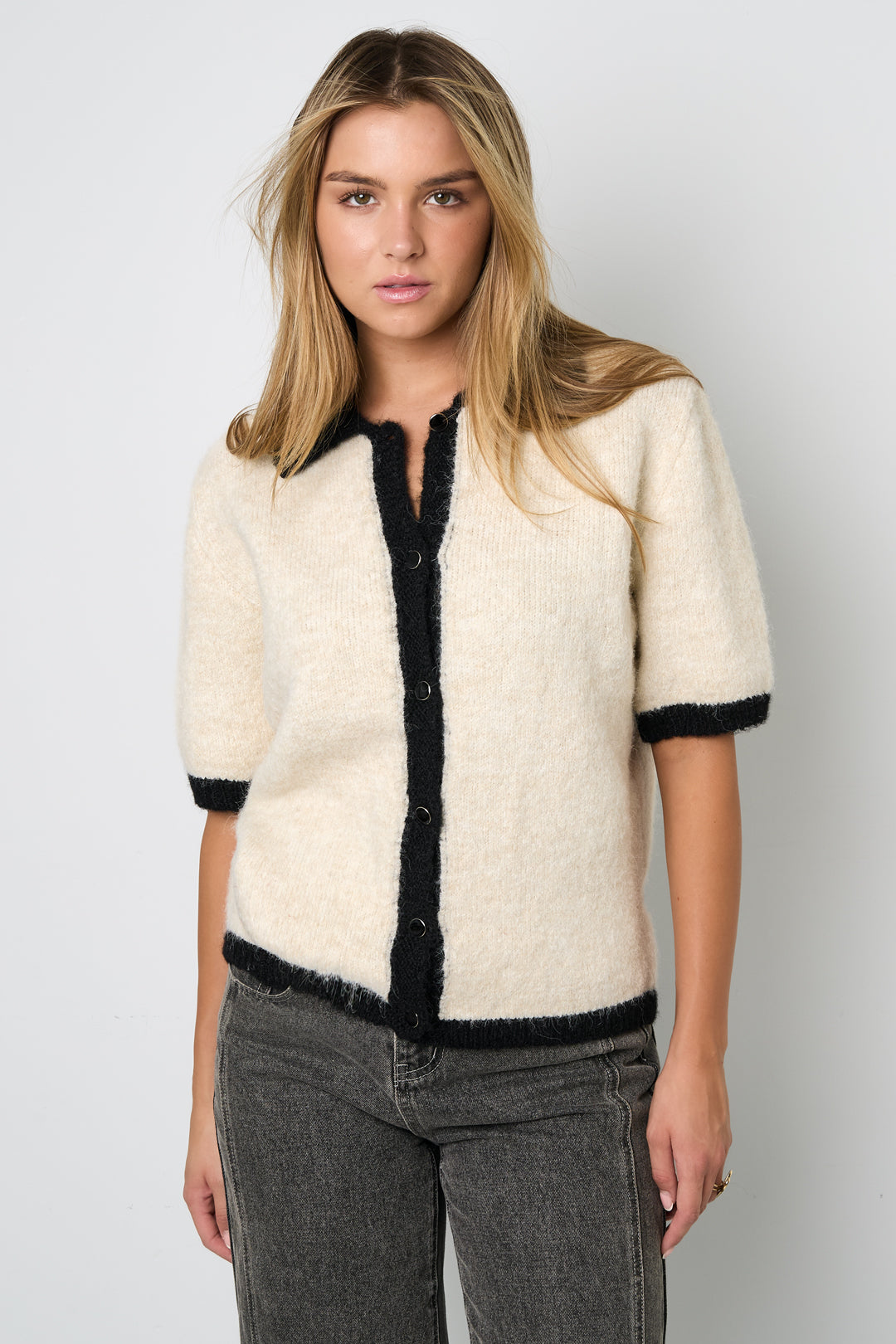 Gebreide Polyestervezel Vrouwen Trui Casual Kleurcontrast
