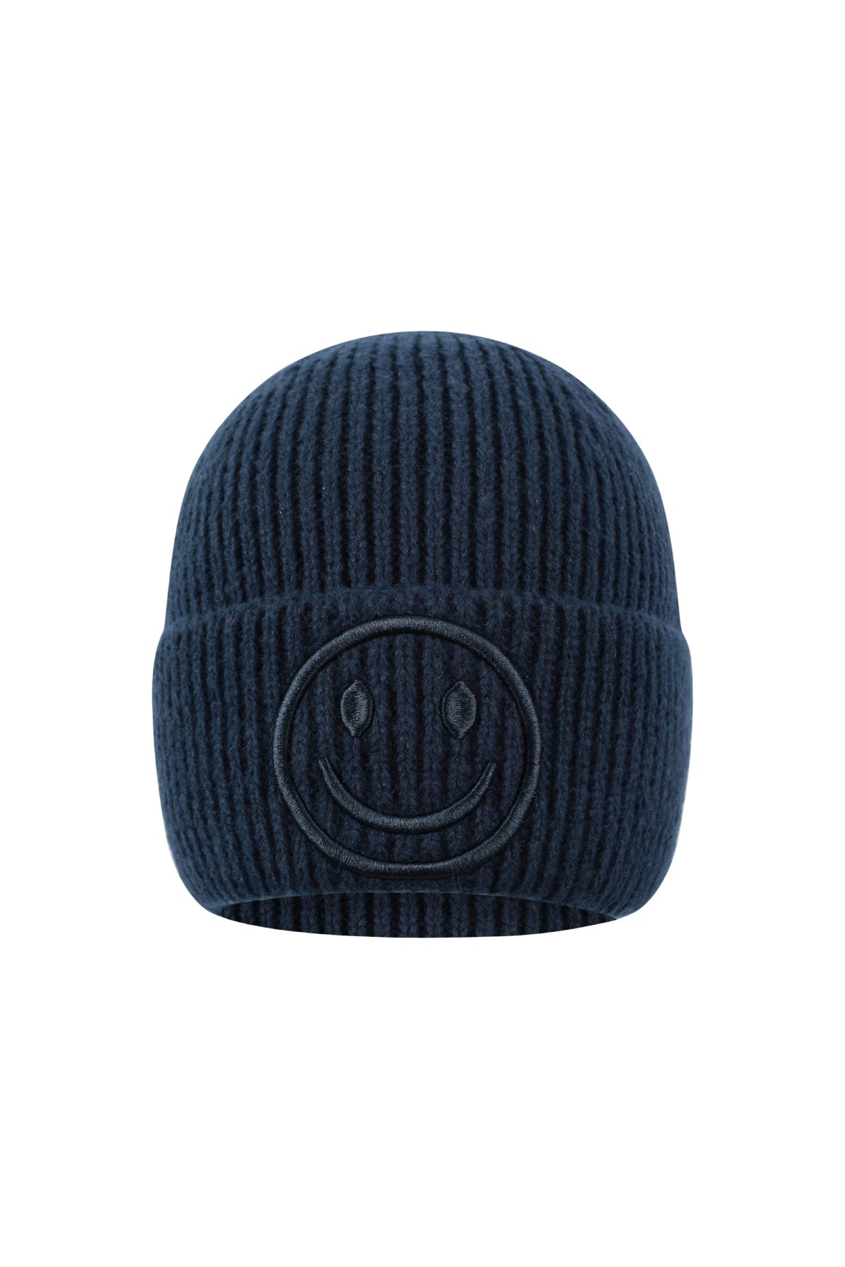 Dames muts met smiley in marineblauw