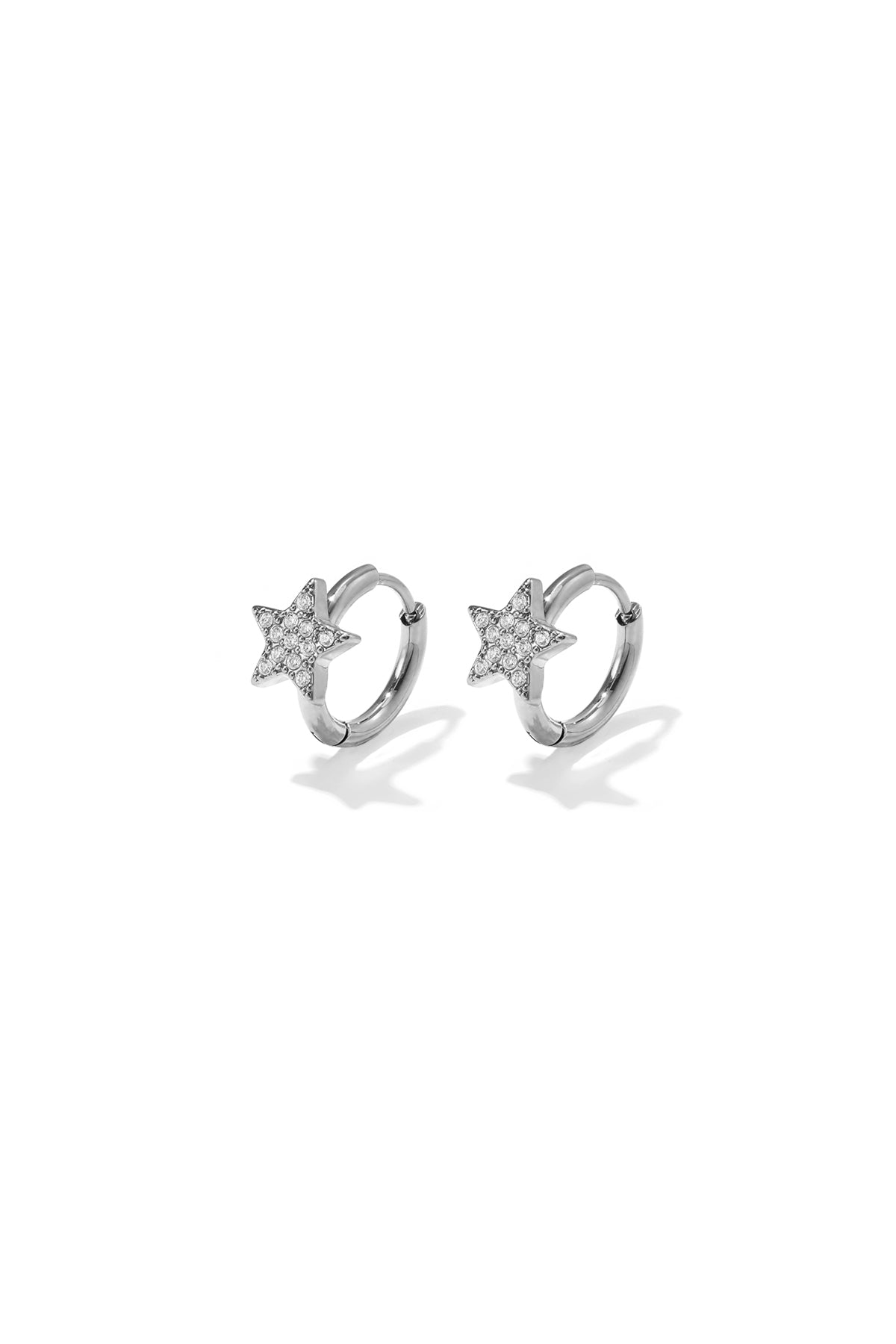Boucles d'oreilles créoles pour femmes en acier inoxydable motif étoile – couleur or et couleur argent