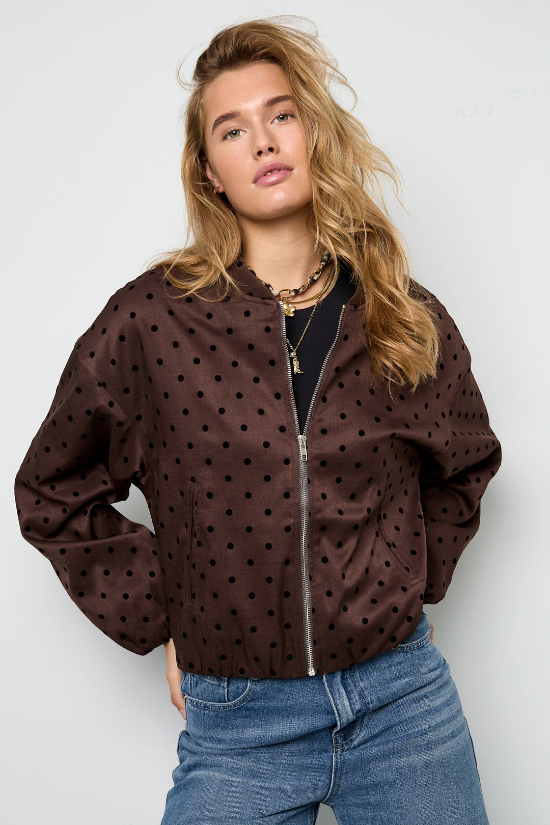 Dames casual jacket van polyester met stippen – productfoto 3