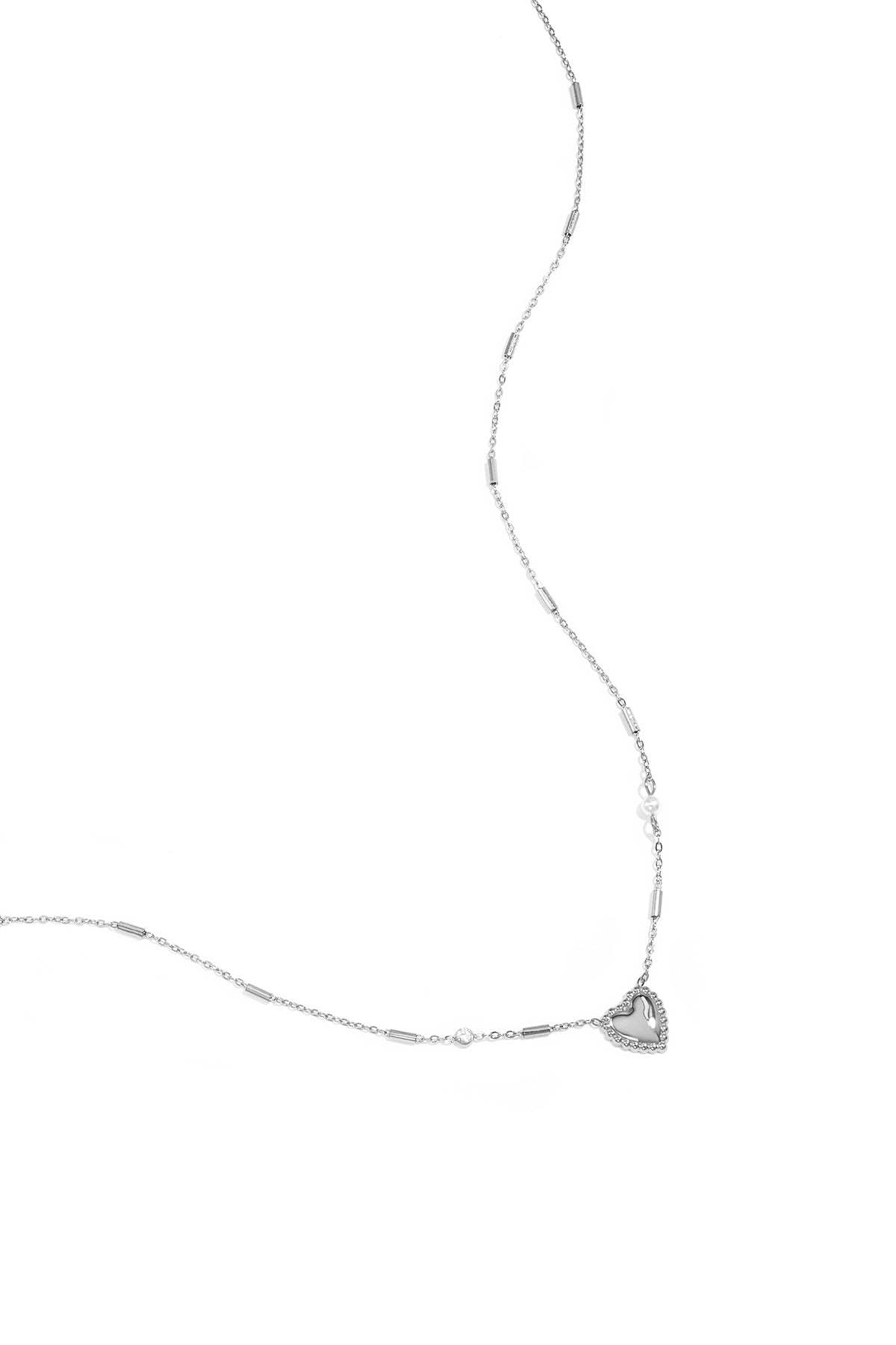 Women's necklace with heart-shaped stainless steel pendant – gold and silver coloured