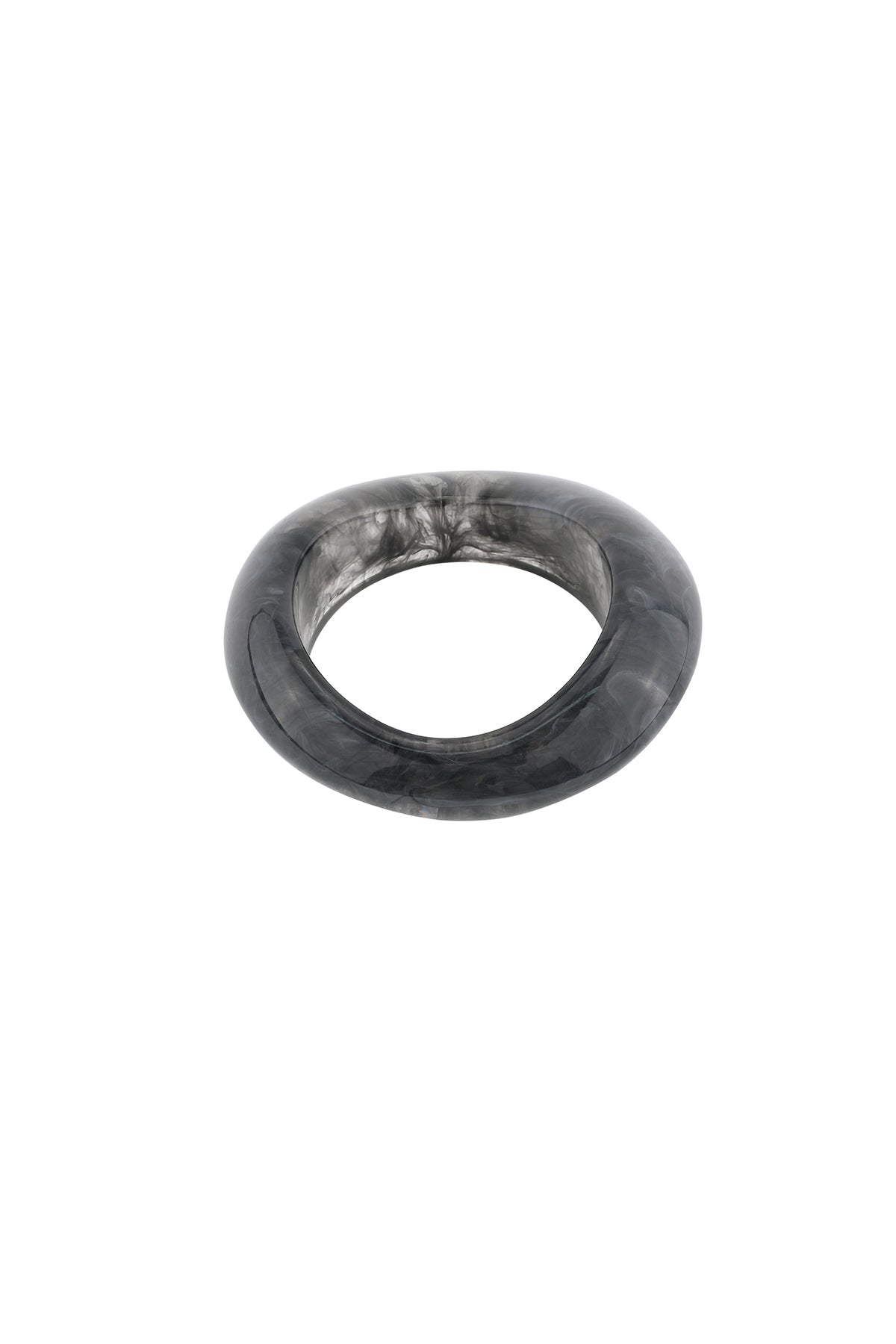 Bracelet jonc pour femmes en acrylique au design uni – blanc et gris