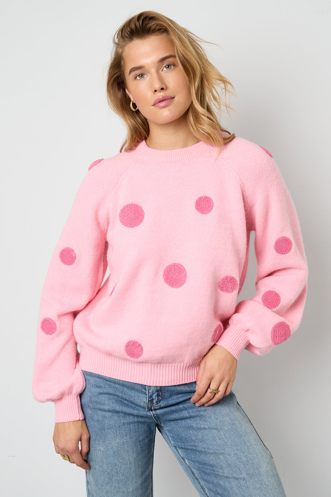 Dames gebreide trui van polyester met stippen – productfoto 5