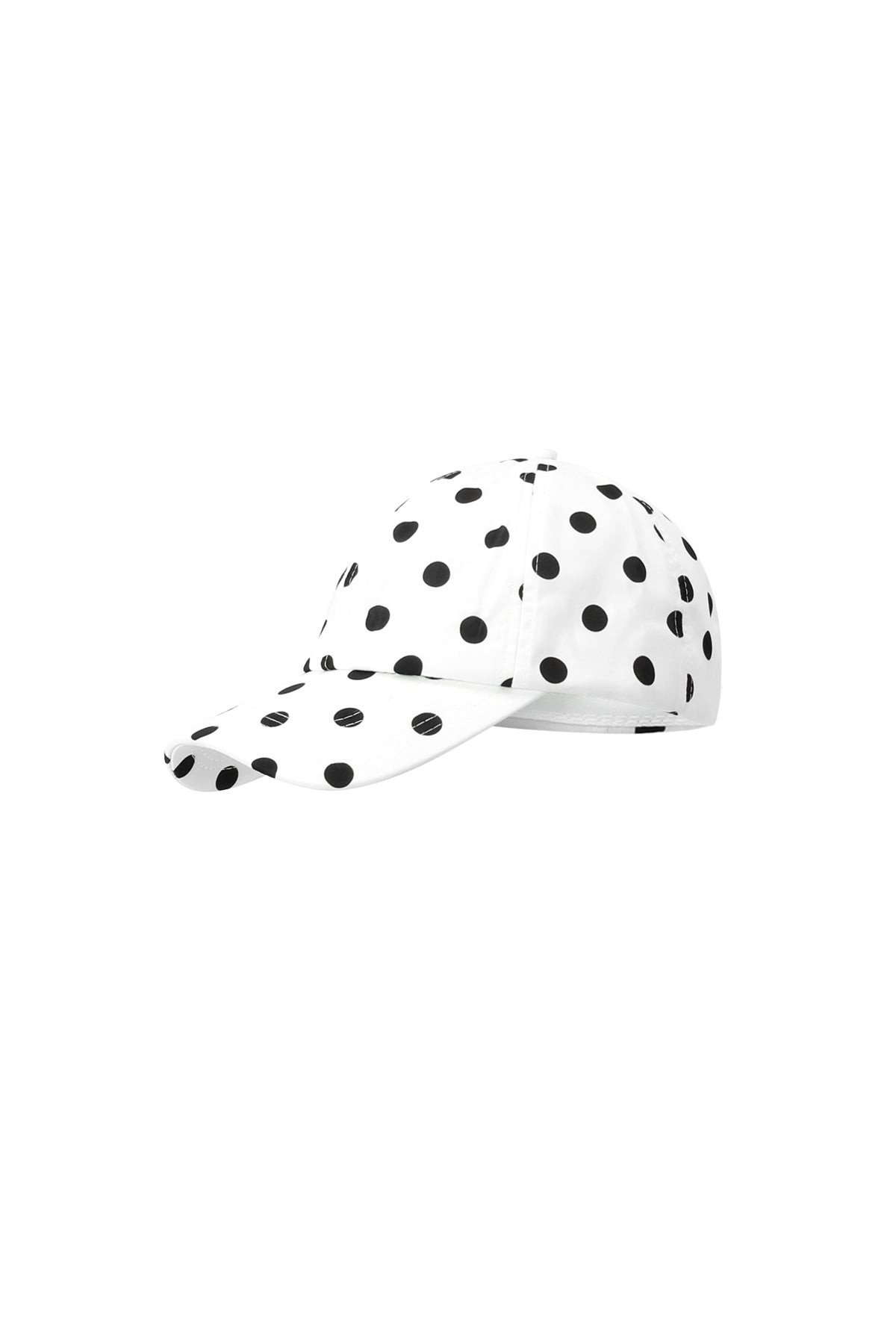 Casquette de baseball 100 % polyester à pois – noir et blanc – classique