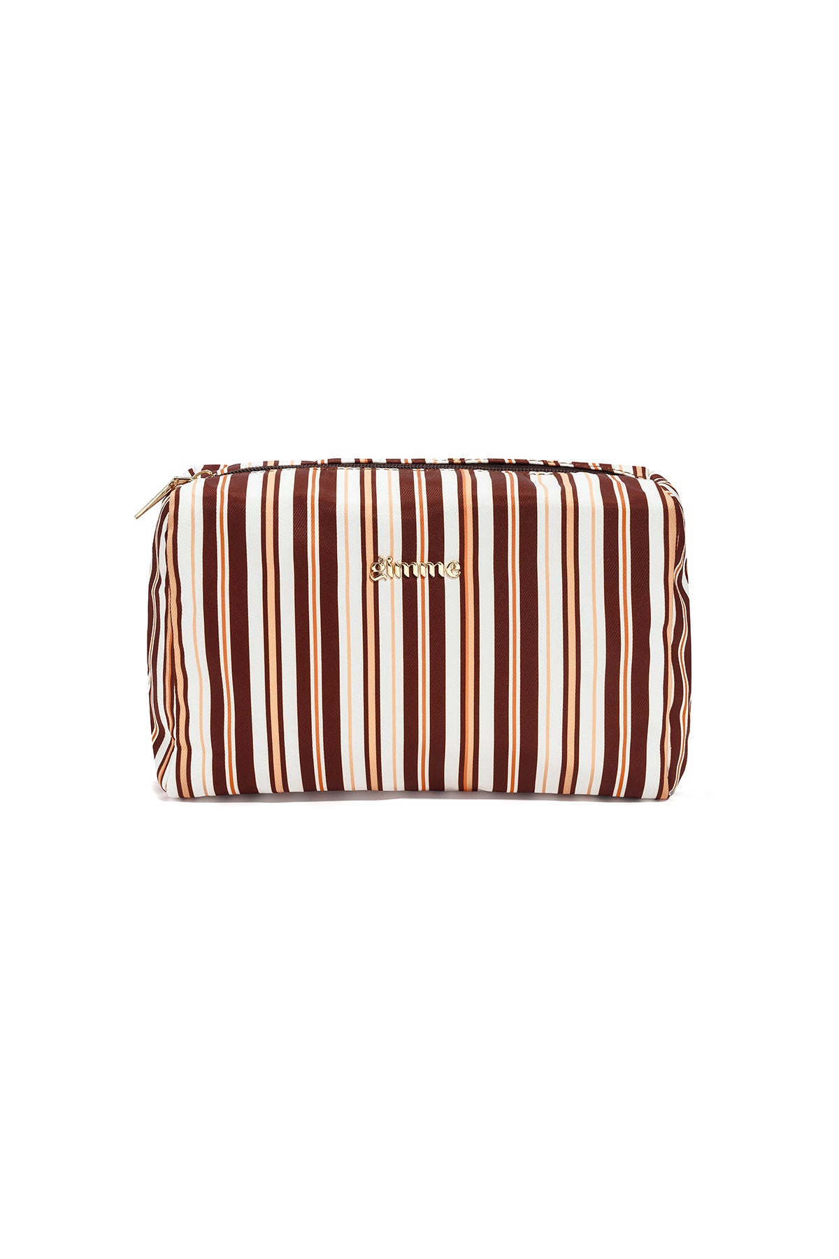 Trousse de maquillage 100 % polyester à rayures – rose et bleu – minimaliste