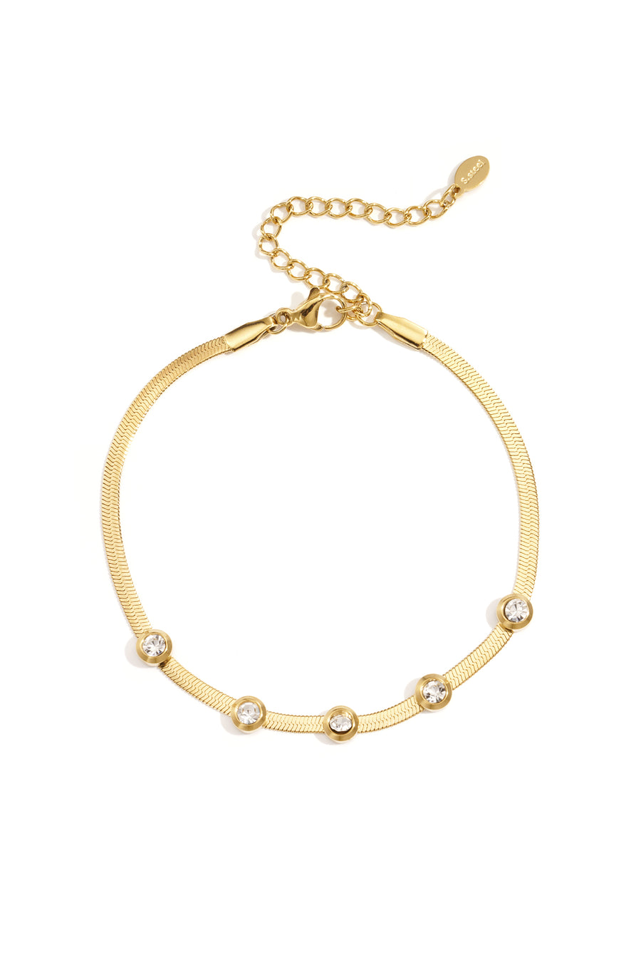 Bracelet chaîne femme en strass avec détails maillons – doré et argenté