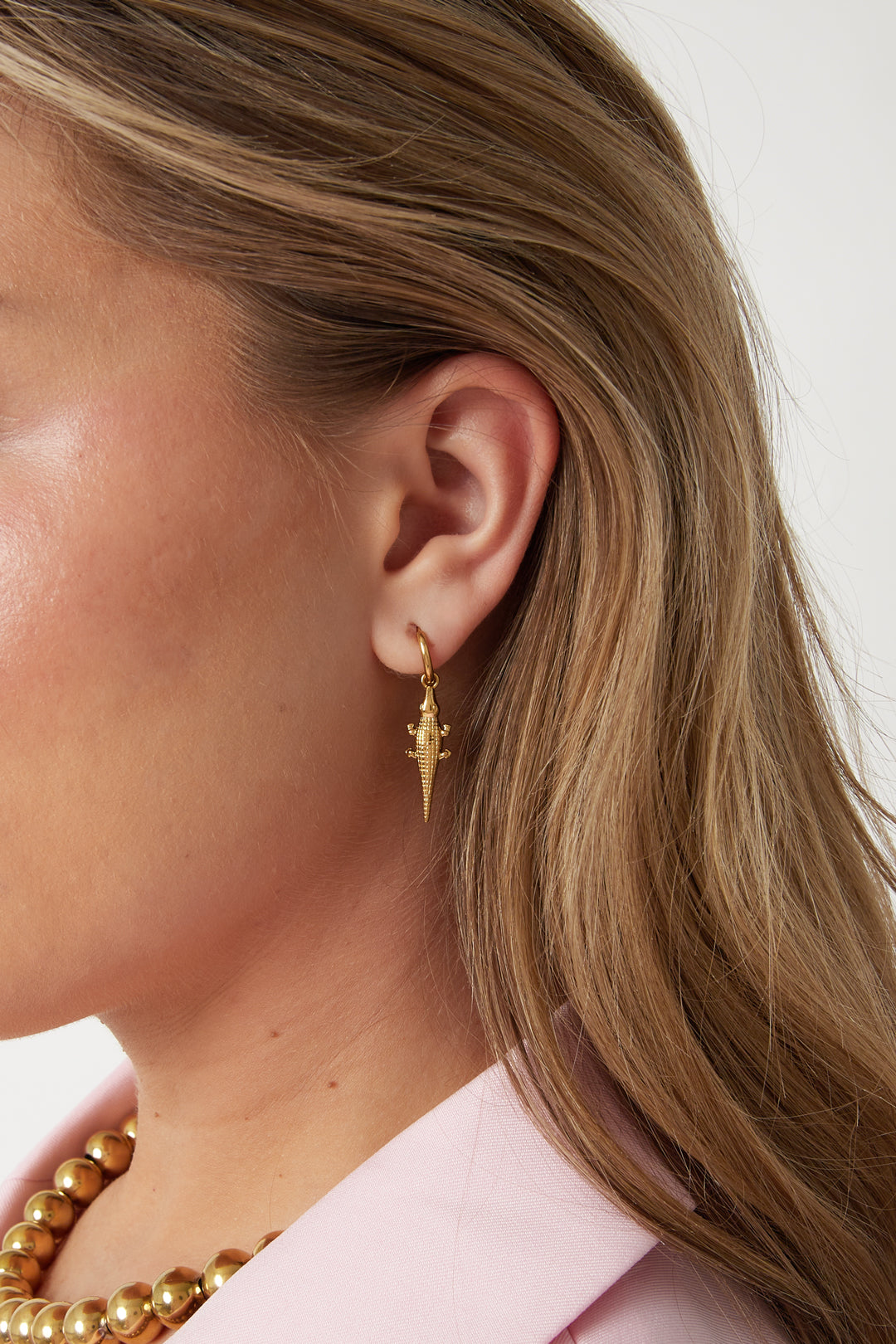 Boucles d'oreilles pendantes en acier inoxydable avec motif animalier pour femme – couleur or – photo 2