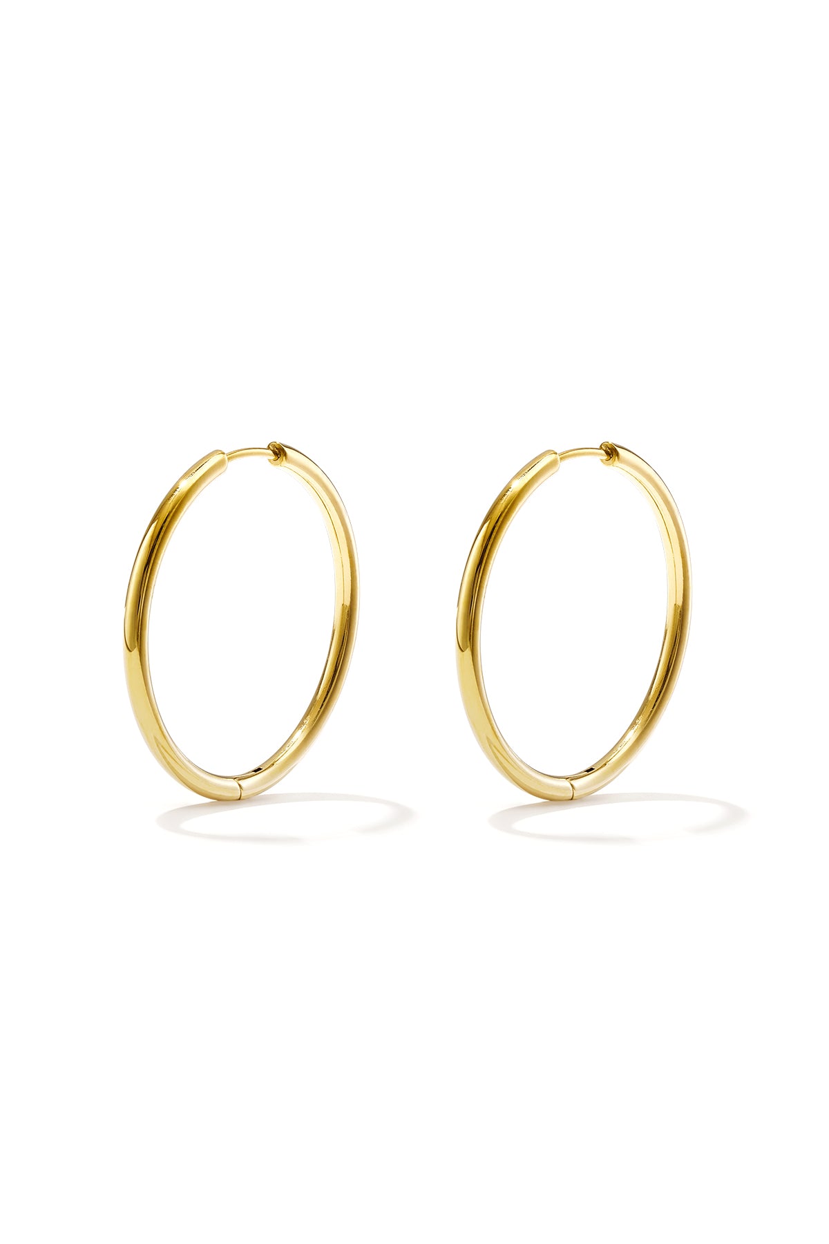 Women's Stainless Steel Hoop Earrings with Plain Design – Gold-Coloured