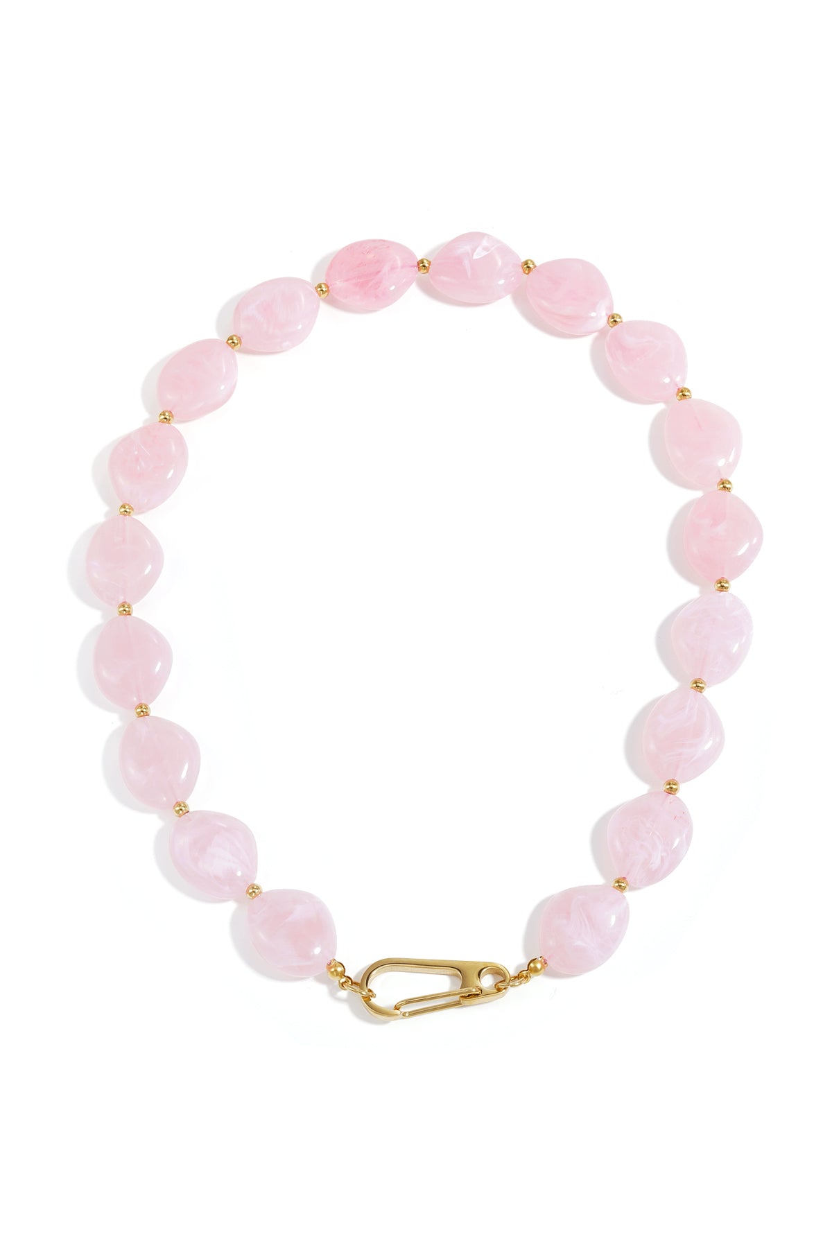 Collier de perles pour femme en acier inoxydable - rose et bleu clair