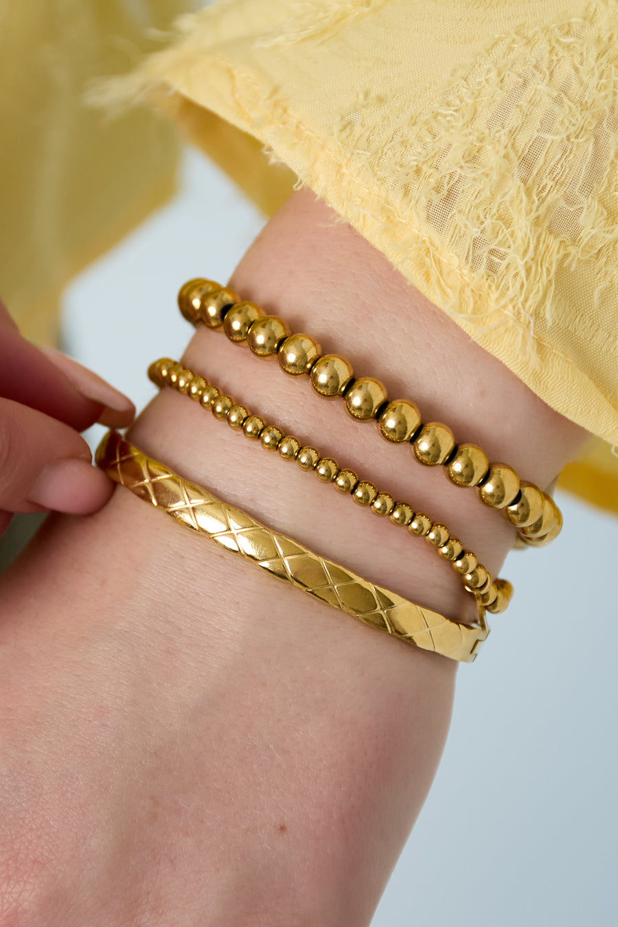 Bracelet jonc pour femme en acier inoxydable – coloris or et argent