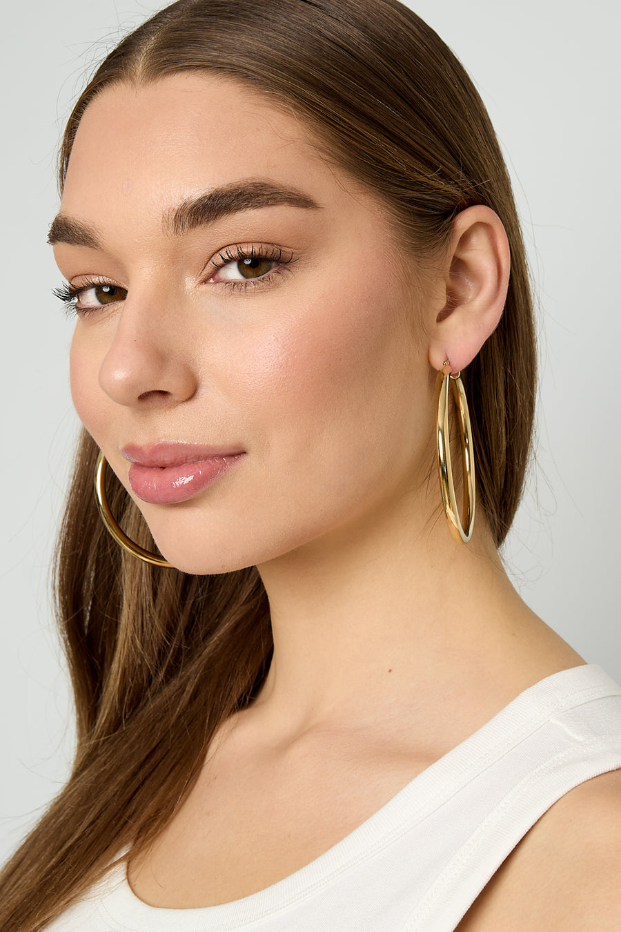 Boucles d'oreilles créoles rondes en acier inoxydable doré pour femmes