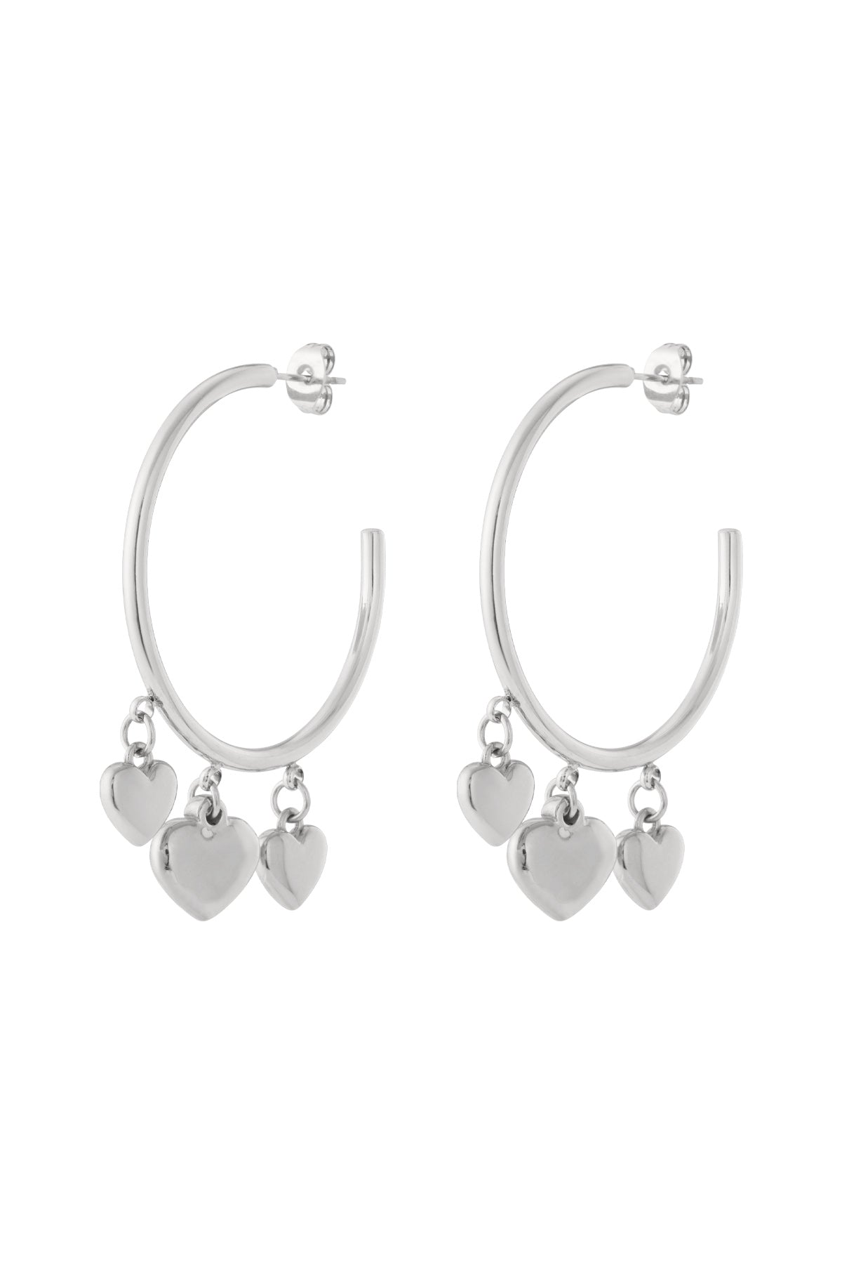 Boucles d'oreilles créoles pour femmes en acier inoxydable avec cœur – dorées et argentées