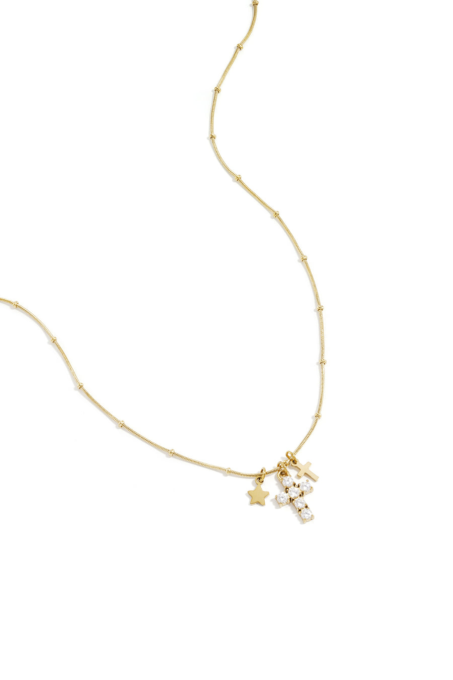 Collier pour femme avec pendentif en acier inoxydable motif croix – coloris or et argent