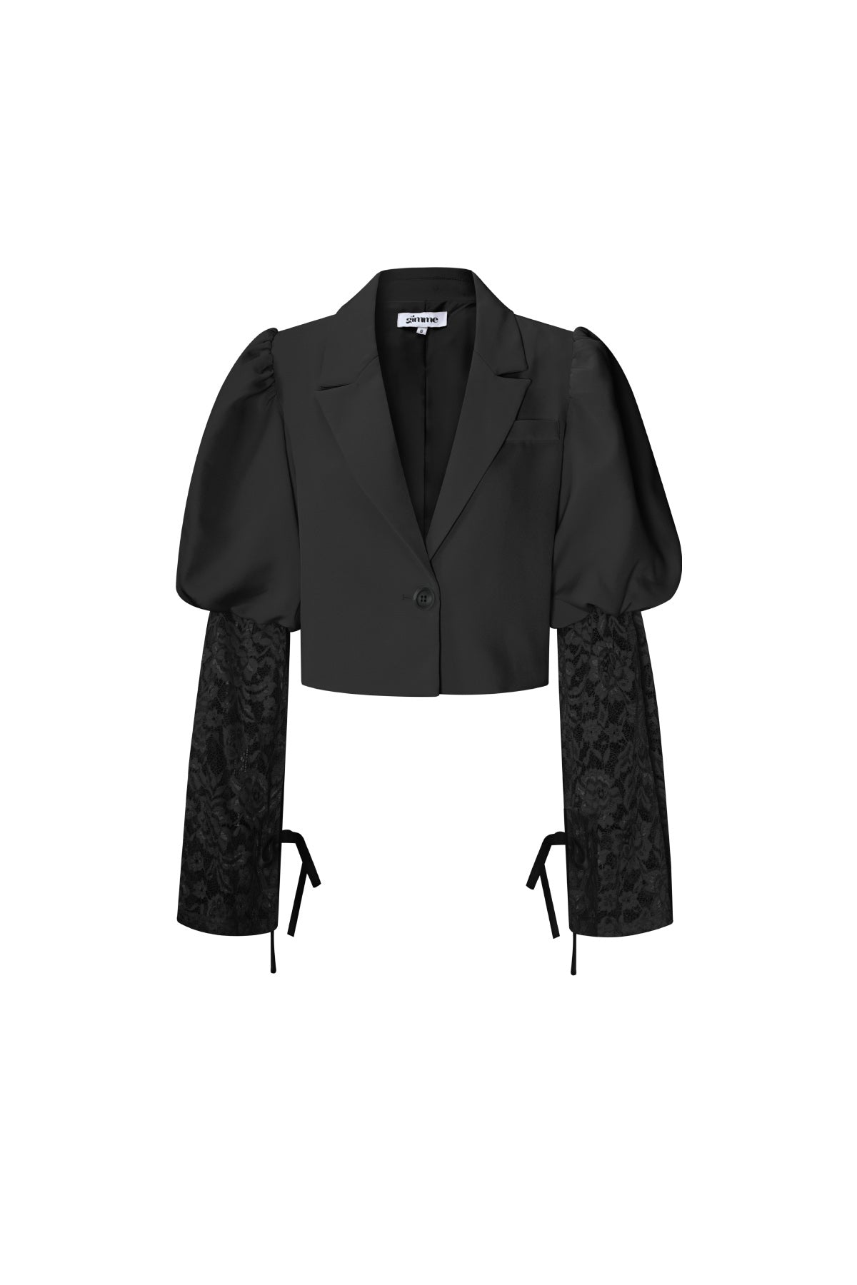 Blazer femme avec détails en dentelle et manches bouffantes
