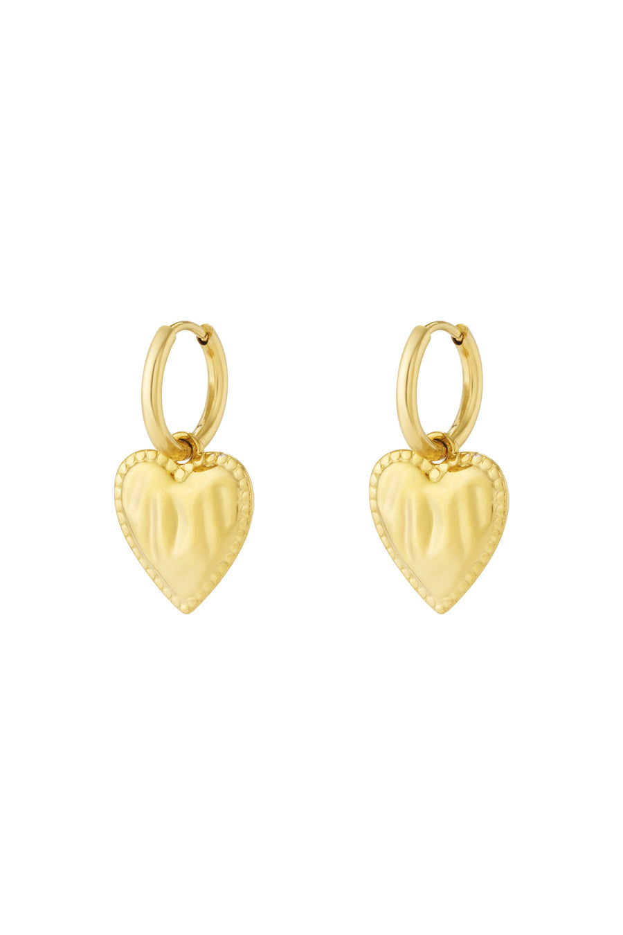 Boucles d'oreilles pendantes en acier inoxydable en forme de cœur pour femme – couleur or