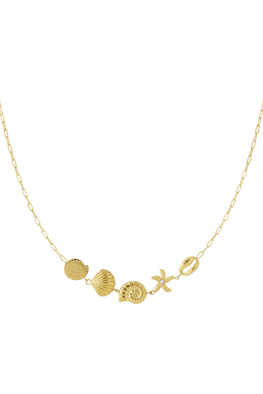 Collier pour femme avec pendentif en acier inoxydable et détails océaniques – couleur or