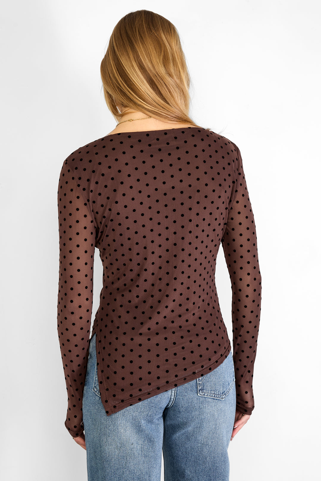 Dames blouse met stippen en lange mouwen – productfoto 8