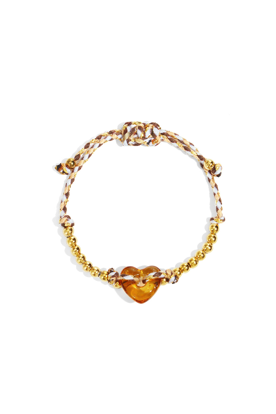 Bracelet tressé pour femme en polyester, émail, céramique, acier inoxydable avec cœur