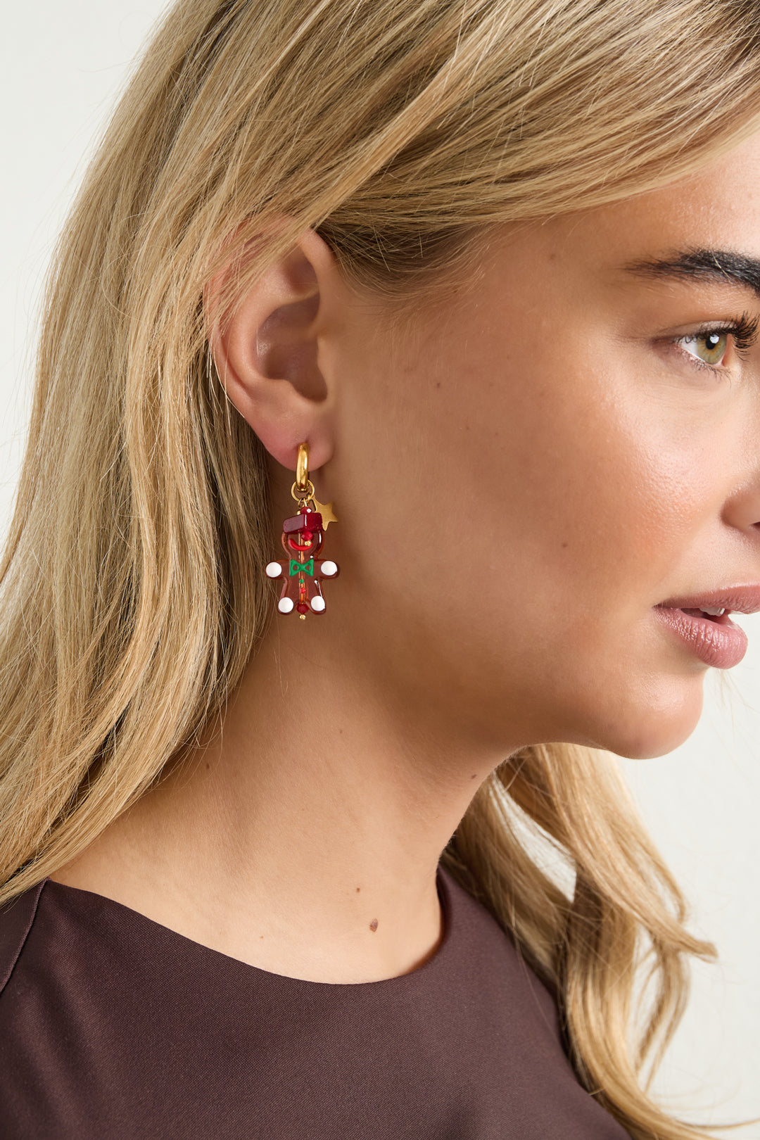 Women's Dangle Earrings Stainless Steel Star and Cartoon Design - Red – image 2