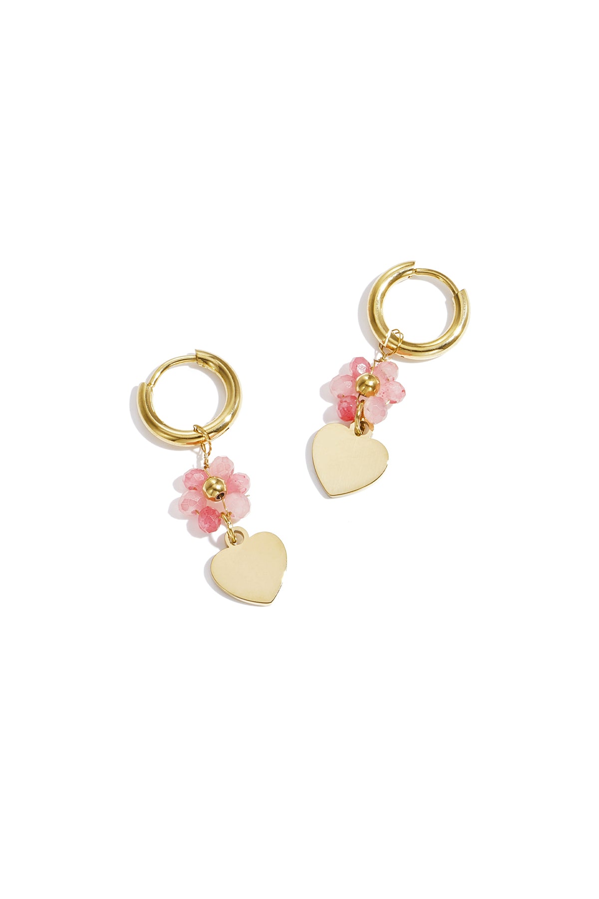Boucles d'oreilles pendantes pour femmes en acier inoxydable avec motif floral et forme de cœur – plusieurs