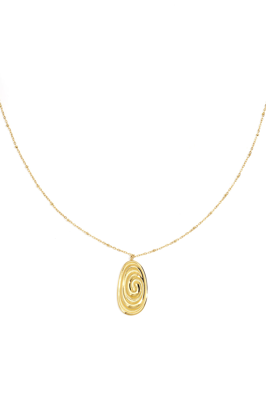 Long collier pour femme en acier inoxydable avec forme organique – couleur or