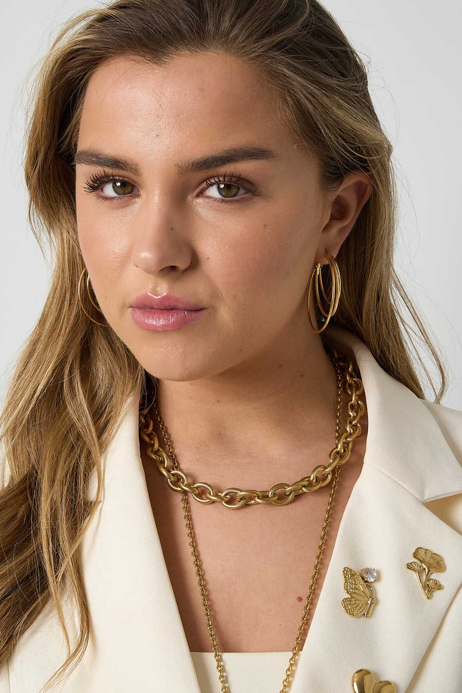 Women's Stainless Steel Round Hoop Earrings – Gold and Silver Tone