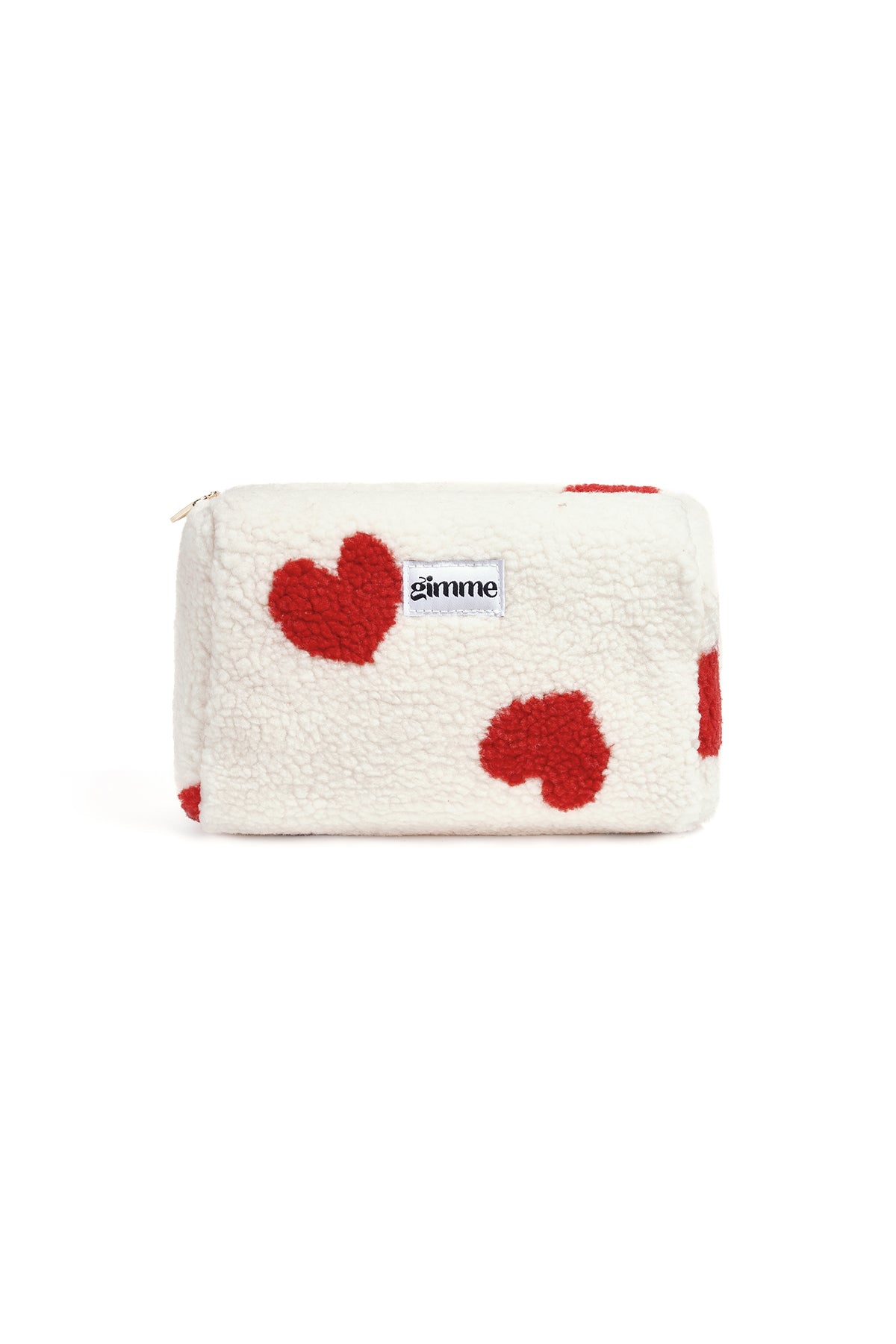 Trousse à maquillage 100 % polyester en forme de cœur – beige et rose