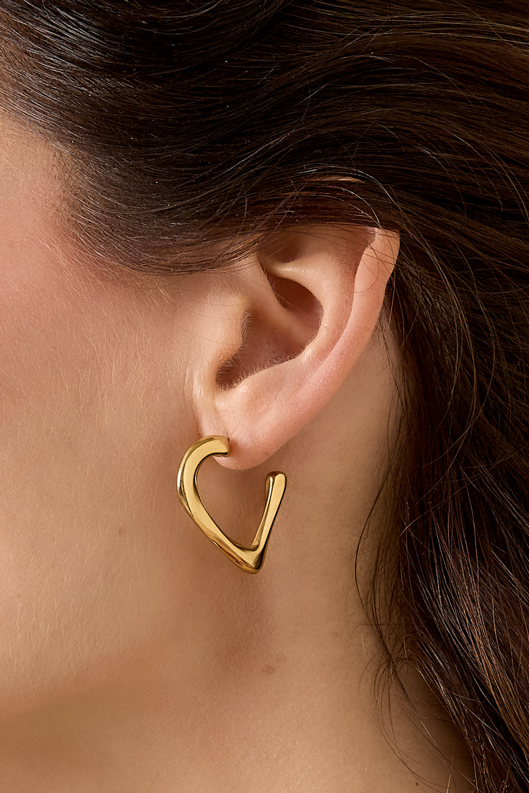 Boucles d'oreilles créoles pour femme en acier inoxydable 304, en forme de cœur – dorées et argentées – photo 3