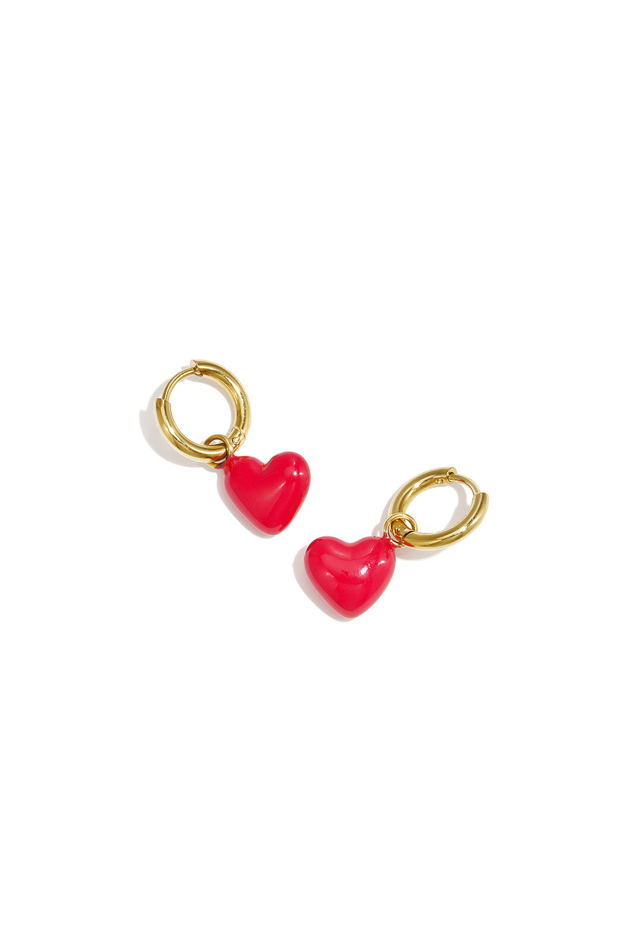Boucles d'oreilles pendantes en acier inoxydable avec cœur rouge et rose pâle pour femme