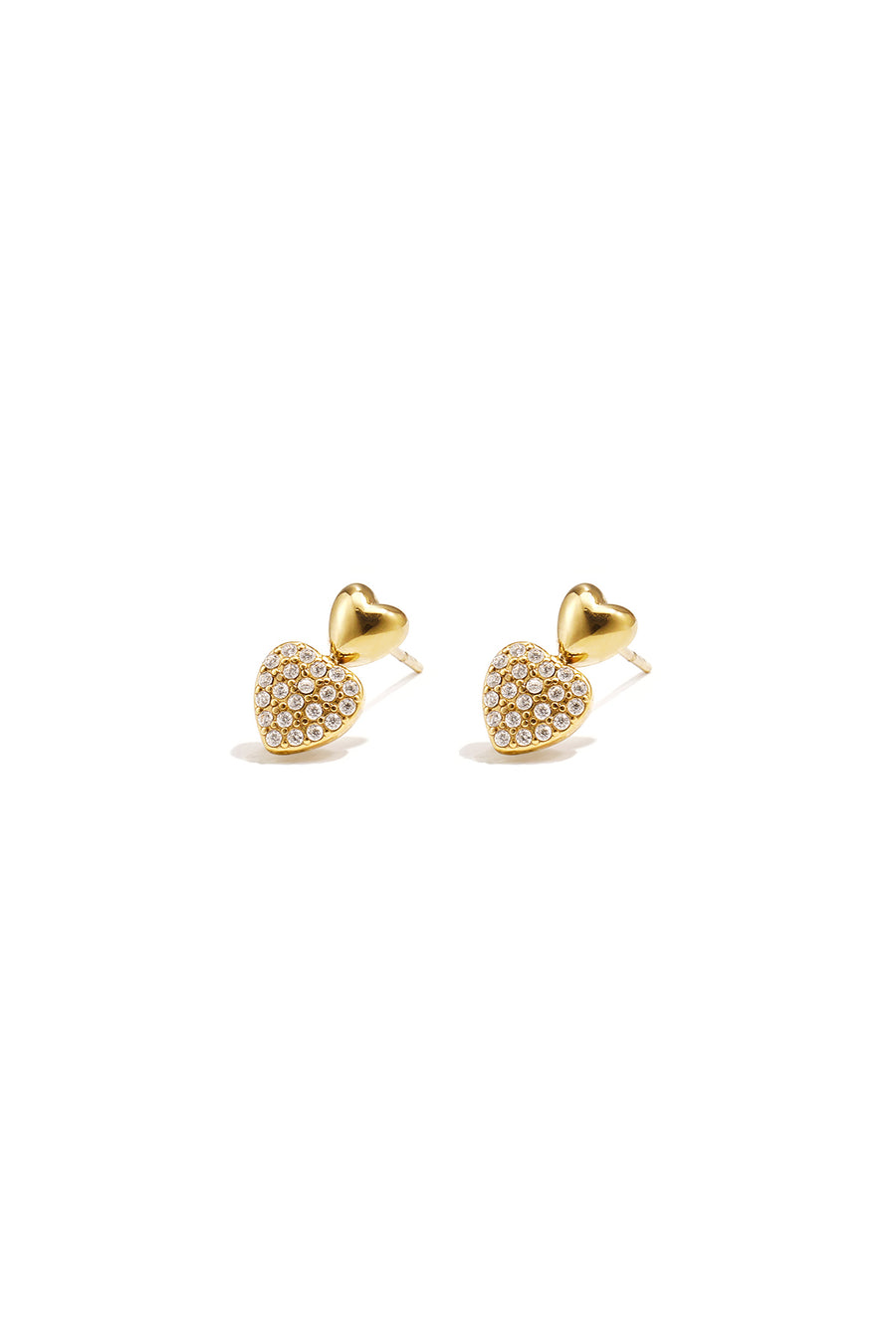 Puces d'oreilles cœur pour femme en acier inoxydable – Rose et blanc