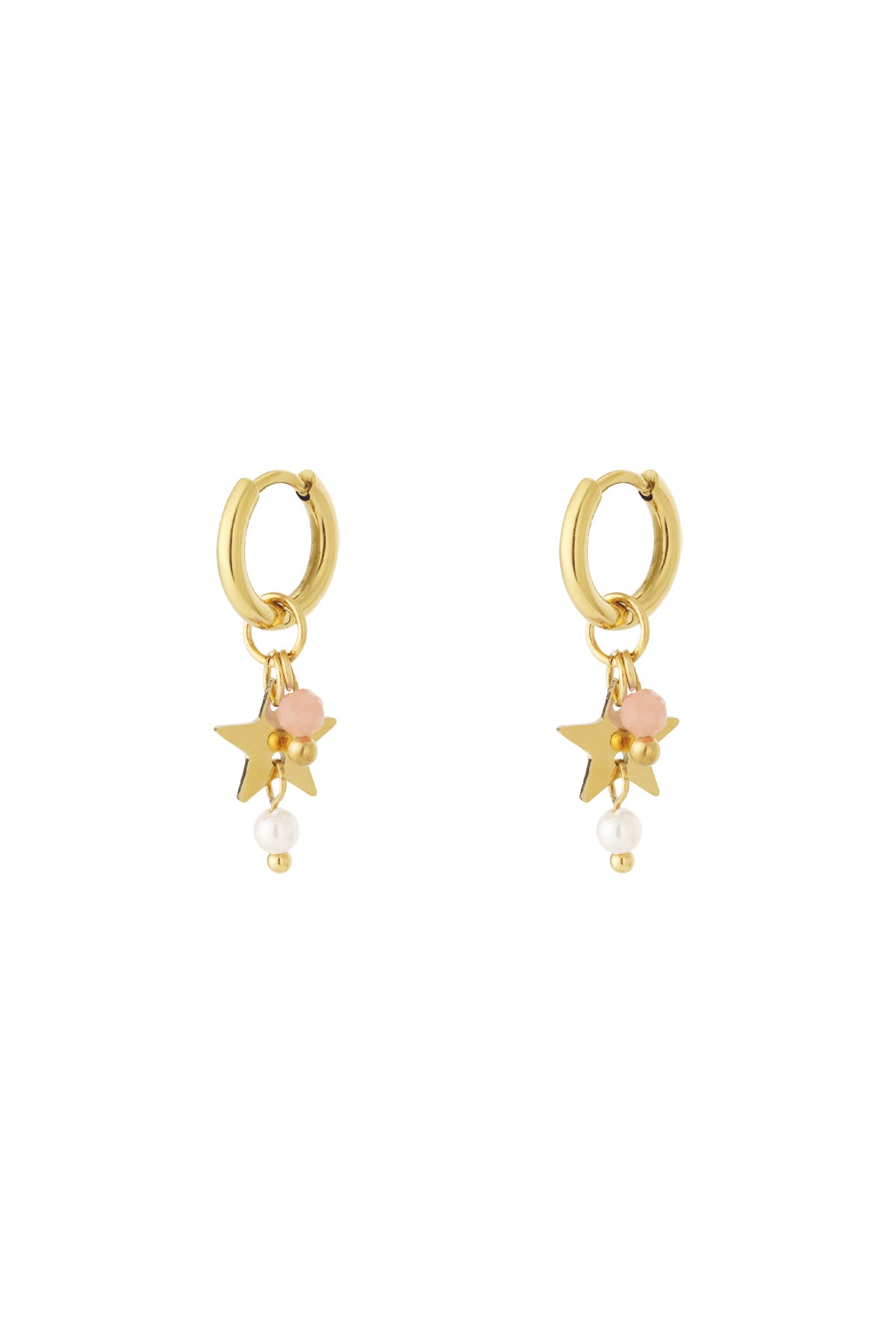 Boucles d'oreilles pendantes pour femmes en acier inoxydable, pierre, imitation perle avec motif étoile