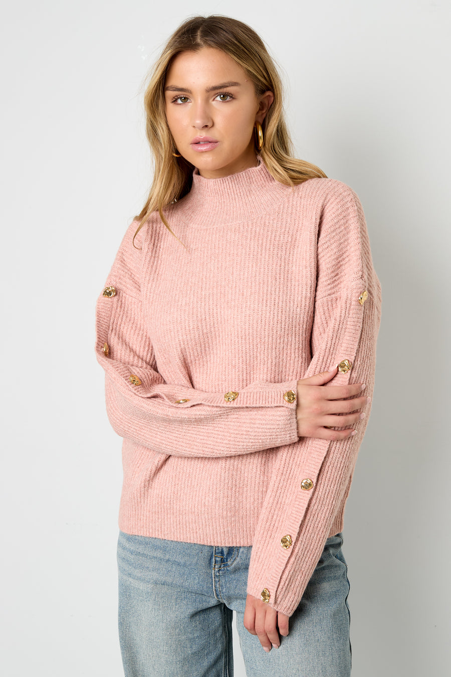 Pull en maille à col haut pour femme