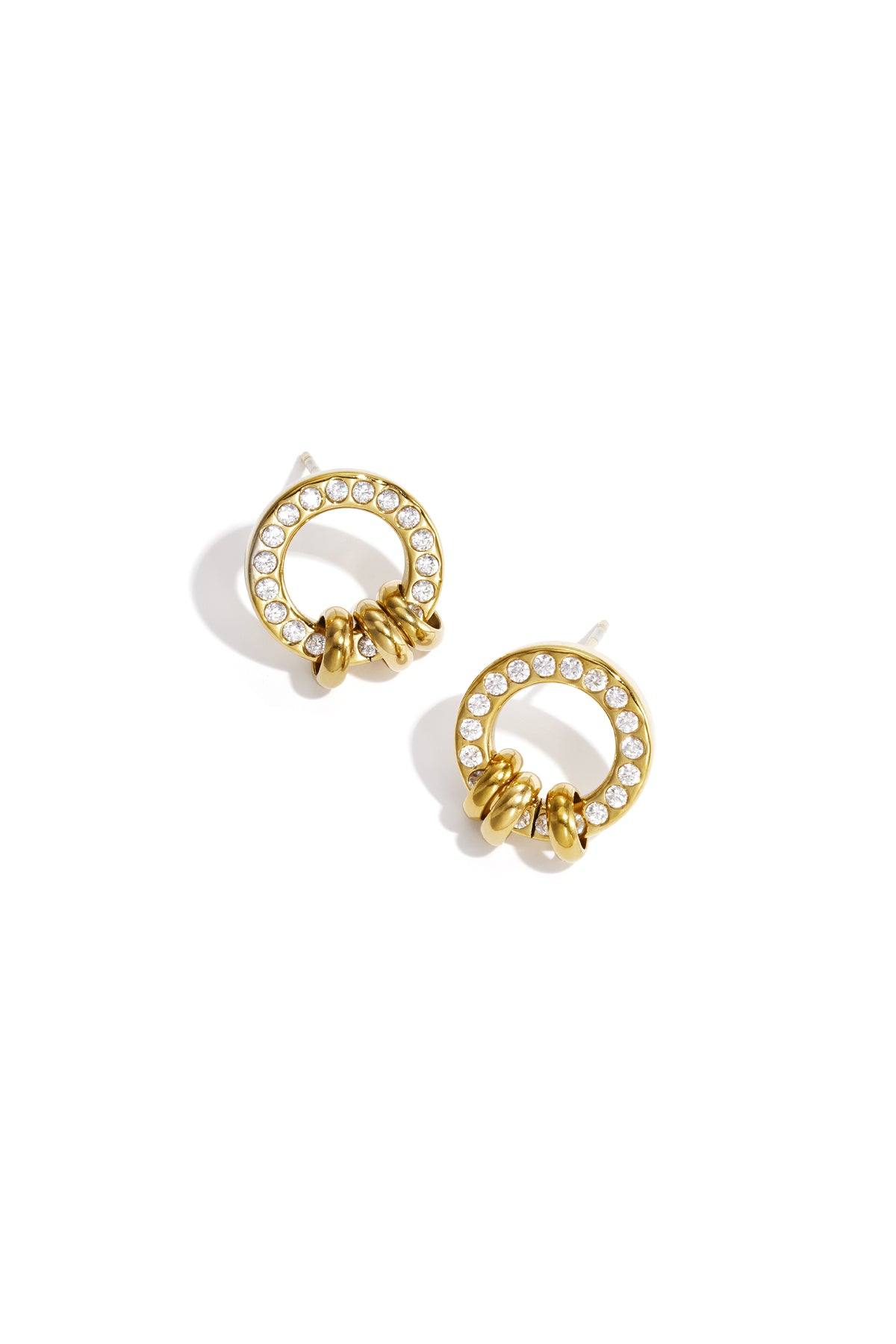Women's Stainless Steel Round Stud Earrings – Gold and Silver Tone