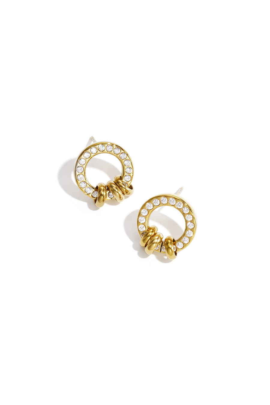 Women's Stainless Steel Round Stud Earrings – Gold and Silver Tone