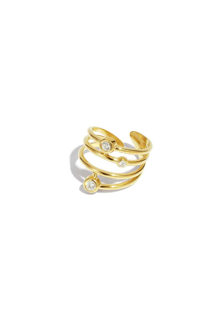 Bague tendance pour femme en acier inoxydable avec motif linéaire – couleur or