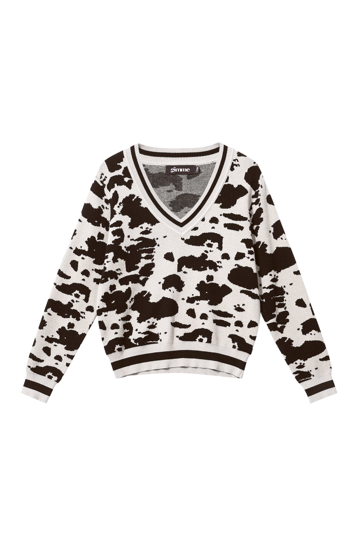 Dames gebreide V-hals trui met luipaardprint