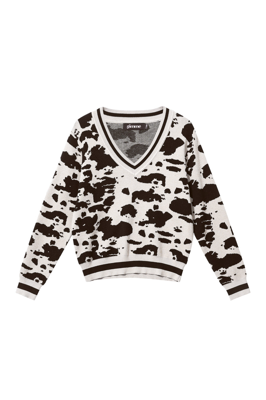 Dames gebreide V-hals trui met luipaardprint