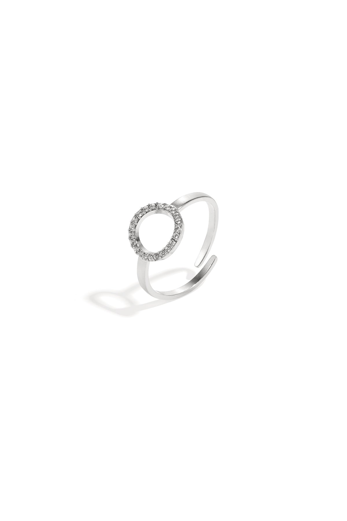 Bague minimaliste pour femme en acier inoxydable de forme ronde - couleur or
