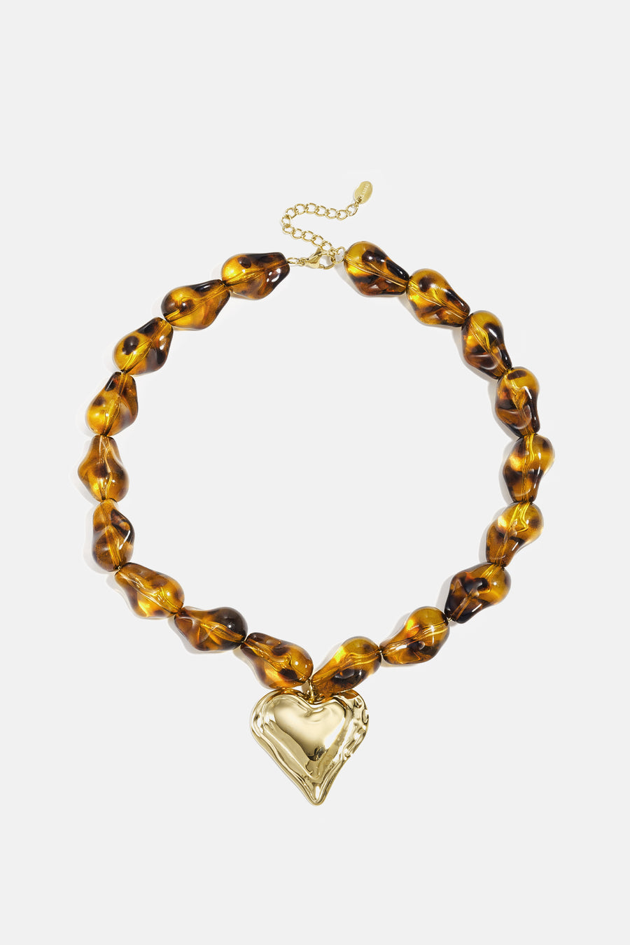 Collier pour femmes en acrylique avec pendentif cœur – marron clair