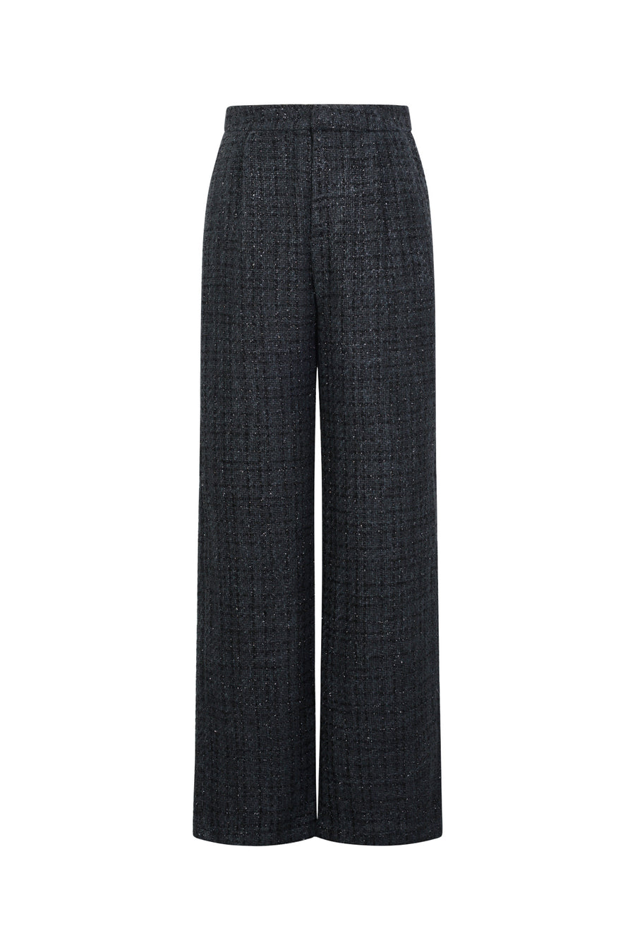 Dames rechte broek van polyester met ruitpatroon