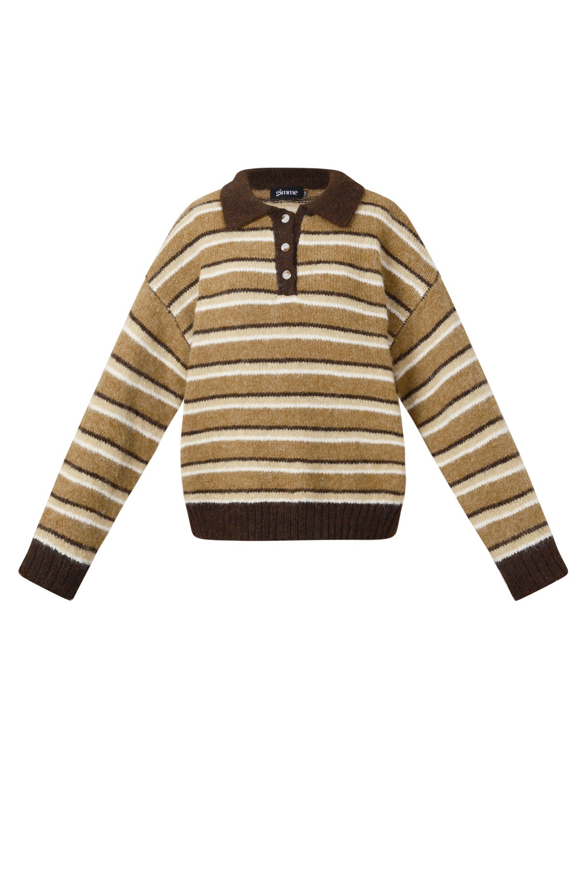 Dames gebreide polotrui van polyester met strepen